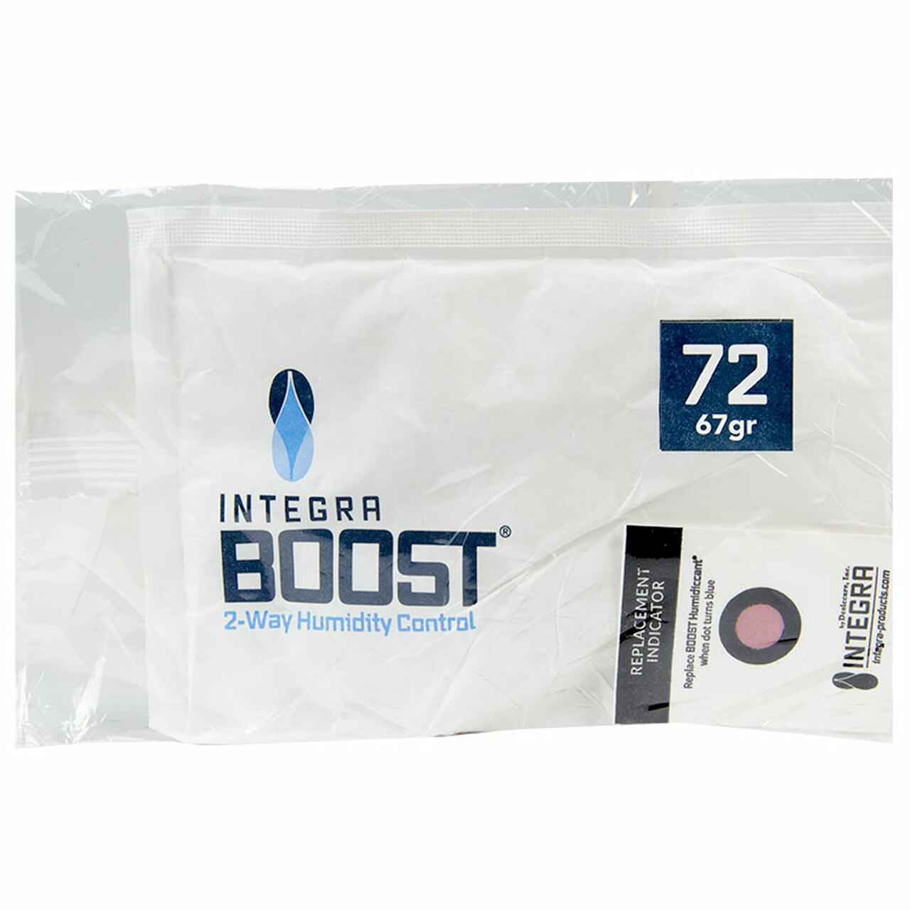 Desiccare 67 gram Integra BOOST® 72% RH 2-way humidity control packs with humidity indicator cards (HIC)